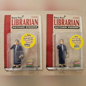New in Box!  Lot of 2 Nancy Pearl Librarian Action Figure / Figures